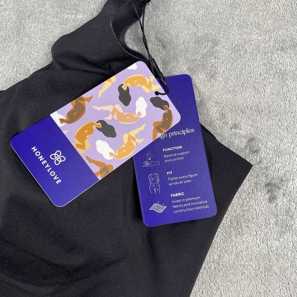 HoneyLove Mid-Thigh Shapewear Bodysuit Women's Sz 2X Black Built-In Bra NWT - Picture 2 of 12